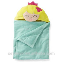 100% bambou sirène bébé serviette à capuchon super moelleux premium bébé serviette de bain - sourire fille